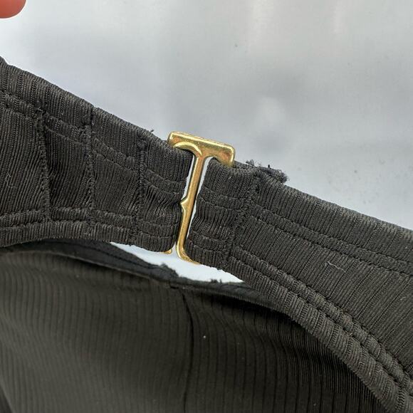 Kona Sol Black Swim Cap Sleeve One Piece S Ribbed V-neck Keyhole Back Beach - Picture 5 of 9